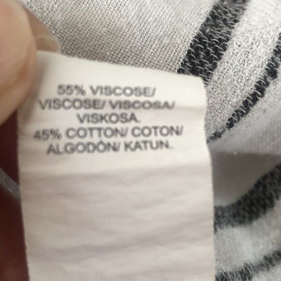 Lucky Brand Womens Top Shirt White Black Striped Roll Tab Sleeve Pocket Small - Picture 15 of 16